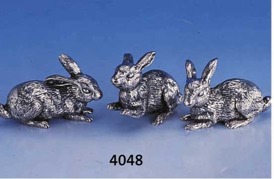 GRUPPE 3 HASEN, TISCHDEKORATION, 925ER SILBER MASSIV, VERSCHIEDEN, H BIS CA. 6.7 CM, SCHWÄBISCH GMÜNDER ARBEIT, CA. 785G