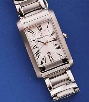 MAURICE LACROIX HERRENARMBANDUHR, SCHWEIZ 2000, HIGH-TECH-QUARTZWERK M. SEKUNDENTAKT U. DATUM, EDELST.-GEH. INCL. EDELST.-BD., TEILW. POL., TEILW. ...