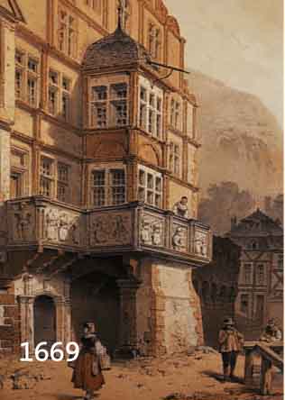 KONVOLUT VON 5 BLATT MIT ANSICHTEN VON LORCH UND BACHARACH, 1.) GETÖNTE LITHO. VON STROOBANT LONDON, CA. 1850, LORCH HILCHENHAUS, 31,5 X 22 CM; ...