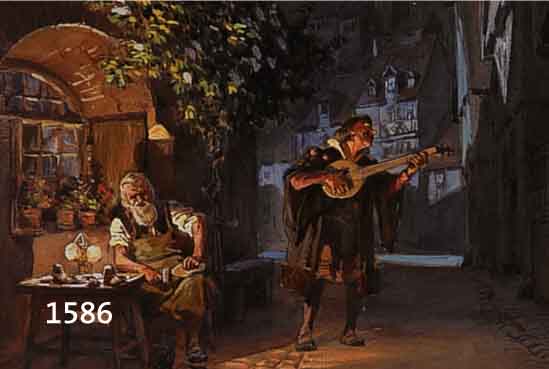 HEY, PAUL, MÜNCHEN 1867-1952, SERENADE VOR DER SCHUSTERWERKSTATT, AQUARELL AUF PAPIER, RE. U. SIGN., CA. 19 X 20 CM, PP, U.GL., R.