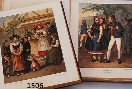 ALBERT KRETSCHMER: DEUTSCHE VOLKSTRACHTEN, ZWEITE AUFLAGE 1887-1890, DURCHGEHEND REICH ILLUSTRIERT MIT BUNTEN CHROMOLITHO- GRAPHIEN, 1 X MIT ...