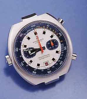 BREITLING ARMBANDCHRONOGRAPH TRANSOCEAN CHRONOMATIK, EDELST., BOD. GESCHR., ZUR BES. STOPPBEDIENUNG KRONE AUßEN 9, SCHWEIZ UM 1970, POL. U. ...