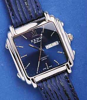 ZENO HZENO HERRENARMBANDUHR AUTOMATIK DELUXE, SCHWEIZ 1999, EDELST. POL., BEIDS. MINERAL- VERGL., BODEN U. KRONE GESCHR., BEI FERTIGST. WASSERD., ...