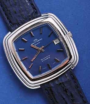 JAQUESJAQUES GIRARD HERRENARMBANDUHR AUTOMATIK, SCHWEIZ UM 1971, METALL HARTVERCHR., EDELST.- BODEN GEDR., AUFWEND. BLATT M. EXTREM ERH. ...