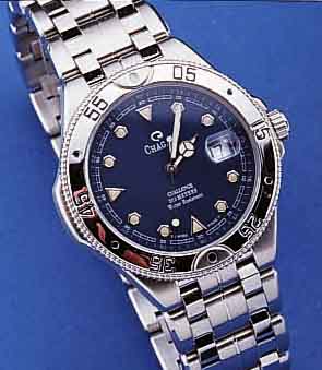 CHAGALL HERRENARMBANDUHR SHALLENCE, SCHWEIZ UM 1995, UNGETR., EDELST. INCL. EDELST.-BAND TEILW. MATT., TEILW. POL., LÜNETTE M. 60ER TEILUNG, ...