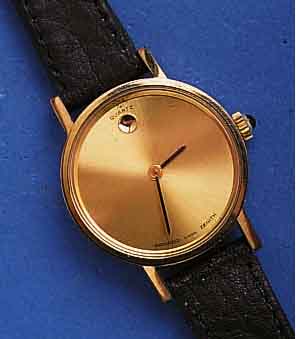 MOVADMOVADO/ZENITH DAMENARMBANDUHR MUSEUMS WATCH, SCHWEIZ UM 1990, UNGETR., METALL HARTVERG., EDELST.-BODEN GEDR., MINERALFLACHGL., SCHMUCK- ...