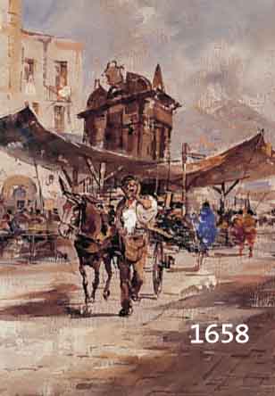 UNBEKANNTER KÜNSTLER, MITTE 20. JH., SÜDLICHE STRAßENSZENE, UNLESERLICH SIGNIERT, 40 X 30 CM, RAHMEN