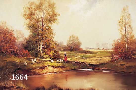 HALLER, 20. JH., GÄNSELIESEL AM SEE, ÖL/LWD., SIGNIERT, 60 X 80 CM
