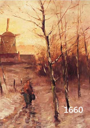 KLAKLAAS, HENK,? 30ER JAHRE, BÄUERIN IN MÜHLENLANDSCHAFT, ÖL/LWD., SIGN., 36 X 23 CM, R.