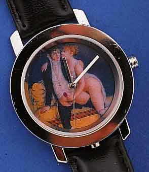 KONVOLUT: 6X EROTIK-ARMBANDUHREN, ALLE UNGE- TR. LAGERWARE, ALLE LEDERBD. GLEICHES DESIGN, METALL VERCHR., ZENTRALSEK., LT. EINL. LIM. AUFL. 20 ...