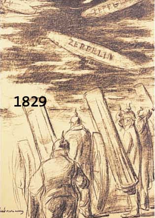 LIELIEBERMANN, MAX, 1847-1935, ZEPPELIN, LITHOGRAPHIE VON 1914, IM STEIN SIGN., CA. 28 X 35 CM, PP