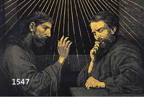 THOTHOMA, HANS, 1839-1924, CHRISTUS UND NICODEMUS, FARBLITHOGRAPHIE, HANDSIGNIERT, CA. 38 X 49 CM, WVZ BL. 123