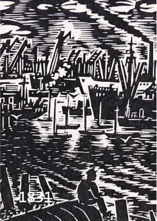 MASAMASAREEL, FRANS, 1889-1972, ZWEI HOLZ- SCHNITTE AUS: DAS GESICHT HAMBURGS, AUFLAGE 80 EXEMPLARE, BEIDE HANDSIGNIERT, CA. 13 X 10.5 CM, PP