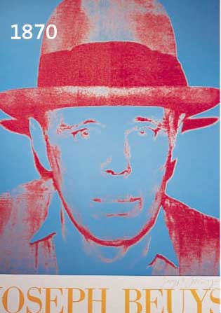WARWARHOL, ANDY, 1928-1987, PLAKAT ZUR AUSST. VON JOSEPH BEUYS, LONDON 1980, FARBOFFSET, VON JOSEPH BEUYS HANDSIGNIERT, CA. 72 X 50 CM