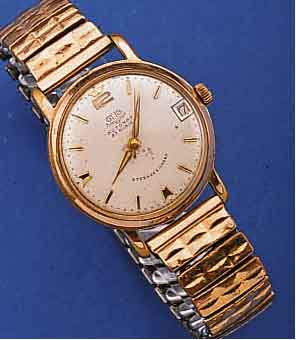 GLASHÜTTE HERRENARMBANDUHR, AUTOMATIK M. DATUM , DEUTSCHLAND UM 1964, METALL, ROSE-VERG., BER., EDELST.BOD. AUFGED., METALLBD. SEK., 23 ST., ...