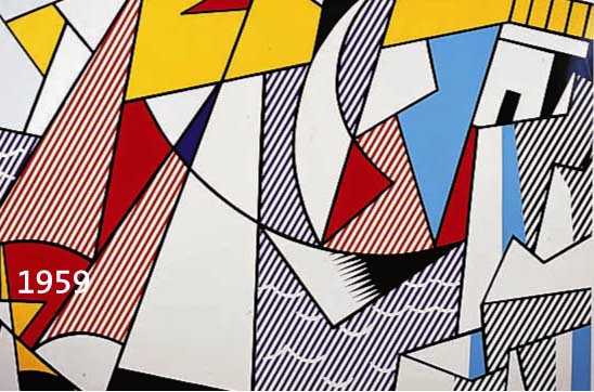 LICHTENSTEIN, ROY, 1921-1998, FARBSIEBDRUCK AUS DEN 60ER JAHREN, RE. U. HANDSIGNIERT, CA. 55 X 67,5 CM