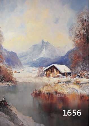 BEHBEHRENS, 2. HÄLFTE 20. JH., VERSCHNEITE HOLZHÜTTEN AM KLEINEN SEE IN ALPENTAL, ÖL/LWD., SIGN., 80 X 70 CM