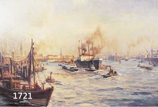 BURGHARBURGHARDT, PAUL, GEB. 1898 DÖBELN I. SA., WEGEN SEINER HAMBURGANSICHTEN SEHR GESCHÄTZTER DEUTSCHER IMPRESSIONIST, REICH BELEBTER ...