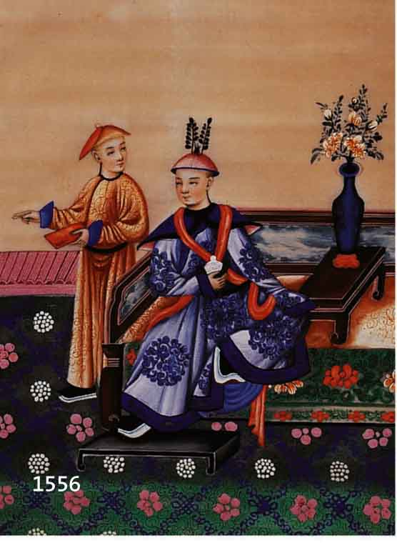 CHINESISCHER KÜNSTLER, UM 1900, HÖFISCHE SZENE, TEMPERA/REISPAPIER, MIN. BESCH., CA. 32 X 20,5 CM, UNTER GLAS GER.