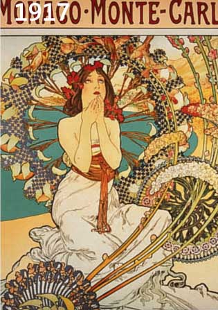 MUCHA, ALPHONSE, MONACO-MONTE CARLO, FARBLITHOOGRAPHIE, ED. GALERIE DU CENTRE, 80ER JAHRE, VON JIRI MUCHA HANDSIGNIERT, CA. 63 X 48 CM, DAZU BUCH: ...