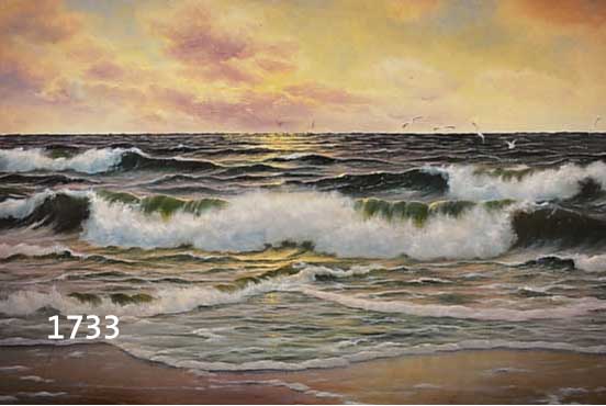 MARTINSEN, HELMUTH, SYLTER KÜNSTLER 2. HÄLFTE 20. JH., TIEFSTEHENDE SONNE ÜBER TÜRKISFARBENEN ANROLLENDEN WELLEN AM STRAND, ÖL/LWD., SIGN. U. ...