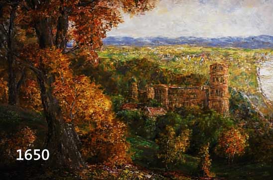 UNGER, WOLFGANG HEINZ, GEB. 1929 HALLE/SAALE, ANSICHT DES HEIDELBERGER SCHLOßES ÜBER DEM NECKARTAL, ÖL/MALKARTON, SIGNIERT, CA. 82 X 80 CM, R.