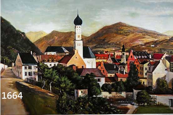 BURKBURKHARDT, FRITZ, 1900 ARNSTEIN-1983 MÜNCHEN, SCHÜLER DER AKADEMIE MÜNCHEN BEI SCHINNERER, STADTANSICHT, ÖL/LWD, LI. U. SIGN., CA. 59 X 79 ...