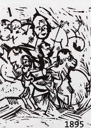 TAPPERT, GEORG, 1880-1957, ABSTRAKTE KOMPOSITION MIT FIGUREN, HOLZ- SCHNITT AUF JAPAN-PAPIER, ENTSTANDEN UM 1917- 19, NUM. 3/14, RÜCKSEITIG ...