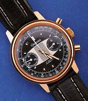 GIGANDET ARMBANDCHRONOGRAPH, SCHWEIZ UM 1972, METALL ROSE-VERG., EDELST.-BODEN GESCHR. SONDERGRAV. M. OLYMPISCHEN RINGEN U. OLYMPI- SCHER FLAMME, ...