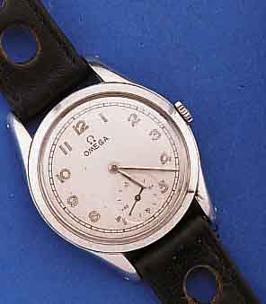 OMEGA HERRENARMBANDUHR, SCHWEIZ UM 1952, EDELST., BODEN U. GLASR. GEDR., BLATT REST., WERK ROTVERG., 15 ST., HANDAUFZUGKAL. 30T2, SCHR.-UNR., ...