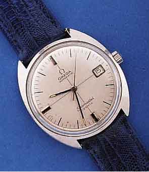 OMEGA HERRENARMBANDUHR SEAMASTER AUTOMATIK COSMIC, EDELST.-EINSCHALENGEH., GET. A-WELLE BEI FERTIGST. WASSERGESCH., AUßER LEDERB. ORIG.-ZUST., ...