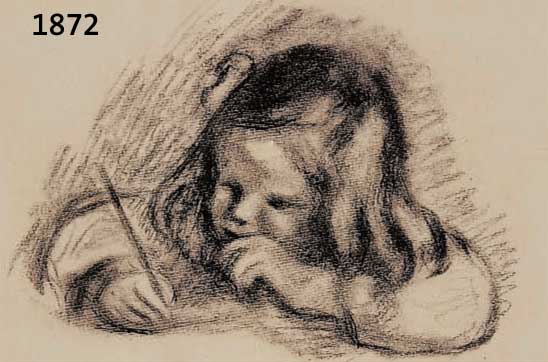 Renoir, Auguste, 1841-1919, vier Litho- graphien mit KinderportrÄts, gebrÄunt, Blatt- gr. ca. 32 x 24 cm