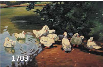 PEPETRY, H., ENTEN AM TEICHUFER, ÖL/MALKARTON, SIGN., DAT. 1922, 49,5 X 70 CM, R.