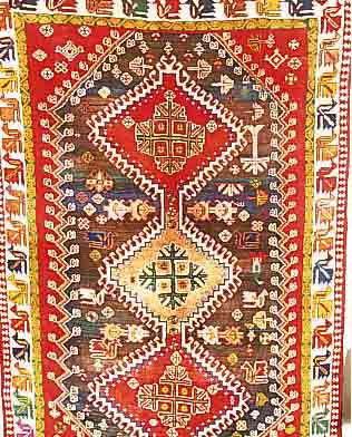 SHSHIRAZ, PERSIEN, 217 X 140CM, EHZ 3 WOLLE AUF WOLLE, CA.40 JAHRE