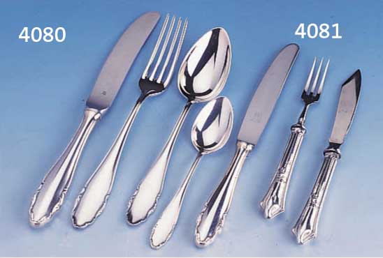 OBSTBESTECK FÜR 6 PERSONEN, PORTUGAL UM 1902, GRIFFE SILBER, GEBR.-TEILE STAHL, REINER JUGENDSTIL, BEST. AUS: 6 MESSER UND 6 GABELN