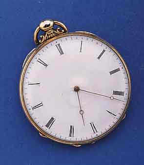 HERRENTASCHENUHR, OFFEN, SCHLÜSSELAUFZUG, SCHWEIZ UM 1860, SILBER, RÄNDER VERG., PENDANT REL., ORIG. EMAILBL. IM ZENTRUM LEICHT BESCH., FEINE ...