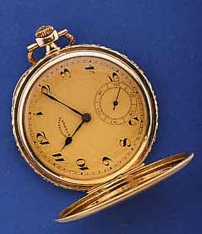 ETERNA HERRENTASCHENUHR, SAVONETTE, SCHWEIZ/ DEUTSCHLAND UM 1925, GG 585/000, RAND WIE BÜGEL REL., BEIDE SCHALEN SYM. GUILL., VERG. METALLBL., ...