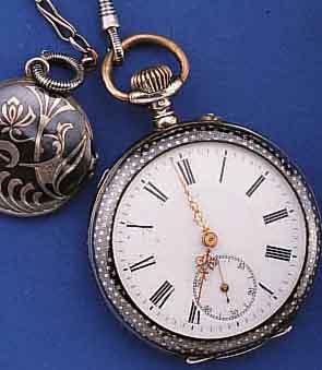 HERRENTASCHENUHR, SCHWEIZ/DEUTSCHLAND UM 1912, TULASILBER (800), LÜN. U. BOD. IM STERNENDEKOR, PERF. EMAILBL., KL. SEK., 10 ST. , ...