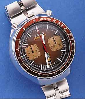 SEIKO ARMBANDCHRONOGRAPH SPEEDTIMER AUTOMATIK, EDELST., PULTFORM, ZUR BESSEREN STOPPBED. KRONE U. DRÜCKER AUßEN 12, EDELST.-BAND, BER., JAPAN UM ...