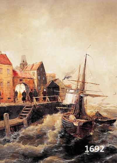 WAGNWAGNER, JULIUS, 1818 SCHLESWIG HOLSTEIN, SCHÜLER DER BERLINER AKADEMIE, ÖL/LWD, HAFEN- SZENE MIT SCHIFFEN, L. UNT. SIGN, M. 70 X 55 CM