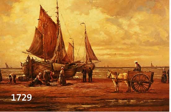 BECKER, OSKAR, DÜSSELDORF, 19/20. JH., KRABBENFISCHER AM NORDSEESTRAND, ÖL/LWD., 50 X 70 CM, RAHMEN