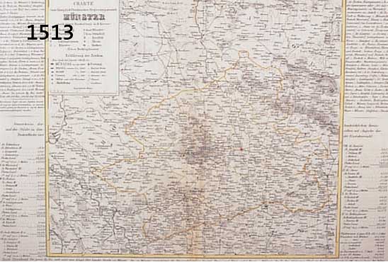 KONVOLUT VOKONVOLUT VON 2 BLATT, KARTEN AUS MÜNSTER/WEST- FALEN, 1) ALTKOLOR. LITHO-KARTE AUS ATLAS, VON DEM PREUSSISCHEN STAATE VERLAG, J.C. ...