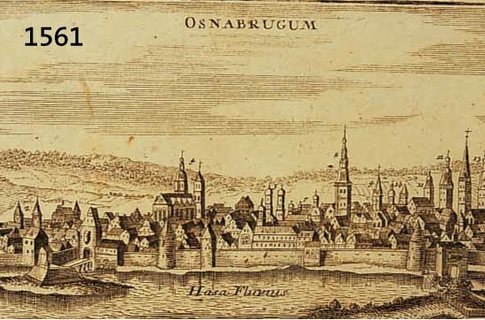 KONVOLUT VON 2 BLATT OSNABRÜCK, 1.) KUPFER- STICH V. BODENEHR, CA. 1720, GA OSNABRUGUM, MIT ERKLÄRUNG, LI. U. RE., TADELLOSES EXEMPLAR 10 X 36 ...