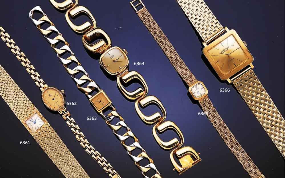 ETERNA ETERNA DAMENSCHMUCKBANDUHR, SCHWEIZ UM 1980, MASSIV GG/WG 750/000, GLIEDERBAND, HIGH-TECH-QUARTZW., SAPHIRFLACHGL., BODEN GEDR., VOR ...