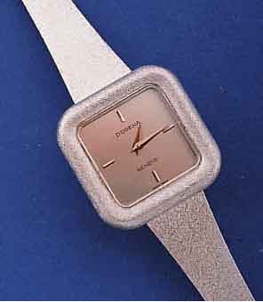 DUGENA DAMENGOLDBANDUHR, SCHWEIZ/DEUTSCHLAND UM 1974, WG 585/000 INCL. WG-BAND SAT., BODEN GEDR., UNGETR. LAGERW., RUNDANKERW. VON ETA, 17 ST., ...