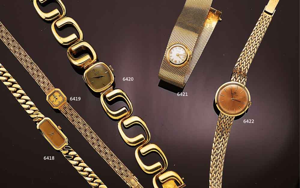 MIDO FEINE DAMENARMBANDUHR, SCHWEIZ UM 1984, UNGETR. LAGERW., GG 750/000, SAPHIRFLACHGL., BODEN GEDR., HIGH-TECH-QUARTZW., KORREKTURDR. AM ...