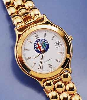 ALFA ROMEO WERBEHERRENARMBANDUHR, GLEICH- NAMIGER AUTOFIRMA, METALL, HART VERG., BEIDS. MINERALFLACHVERGL., BASISKAL. ETA 2892/2, INCABL., ...