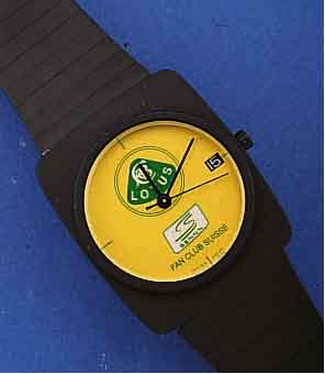 LOTUS WERBEUHR, GLEICHNAMIGER AUTOFIRMA, DESIGN PININ FARINA, HIGH-TECH-QUARTZWERK M. SEK.TAKT U. DAT., EDELST.GEH., WIE BD. SCHWARZ MATT., ORIG. ...