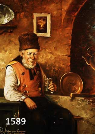 FRANKE, A., DÜSSELDORF, WEINTRINKER, ÖL/LWD., SIGNIERT, KL. DRUCK- STELLE BZW. RIß, 60 X 50 CM, RAHMEN