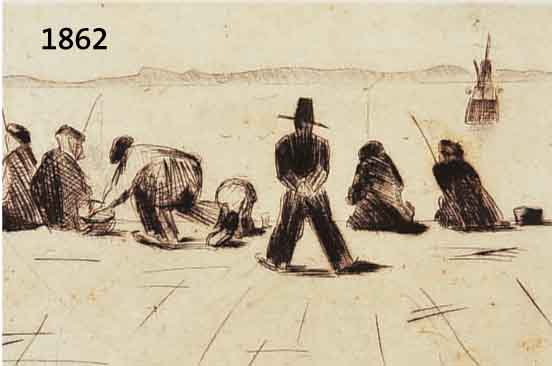 ODILON REDON, FISCHER IN CADIZ, RADIERUNG, HANDSIGNIERT, CA. 9 X 12 CM., MINIMALE STOCK- FLECKEN, R.